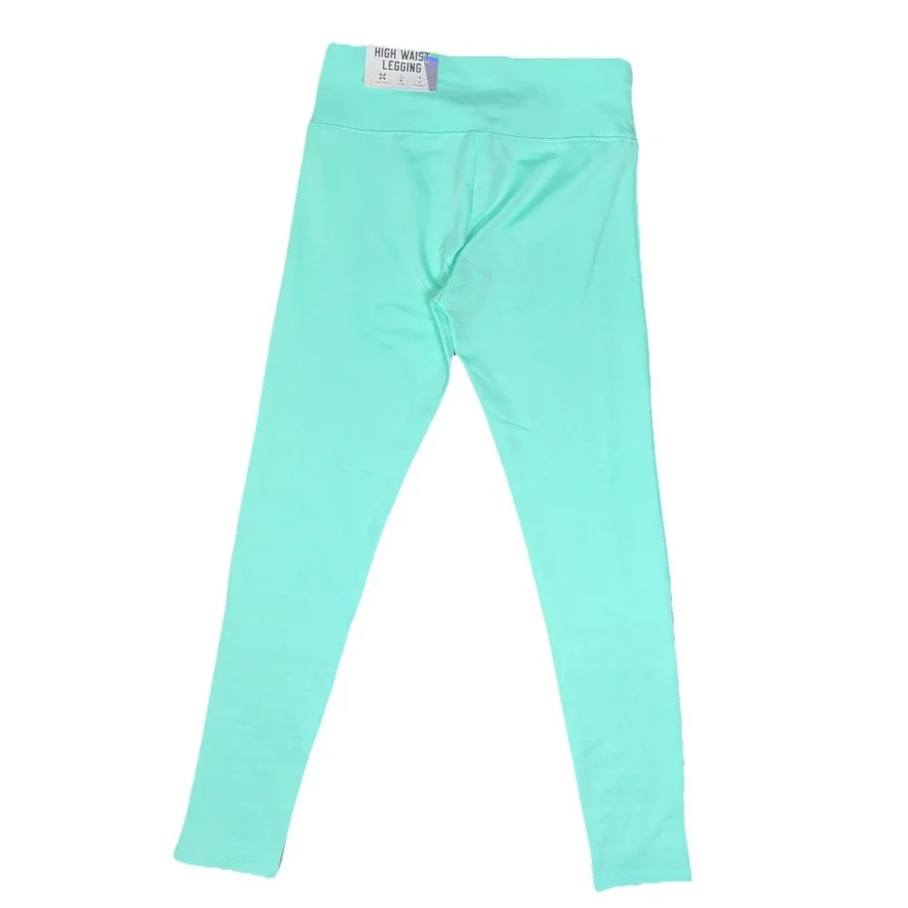 Justice Girls High Waist Neon Green Colorful Sports Casual Leggings Size 10‎ NWT